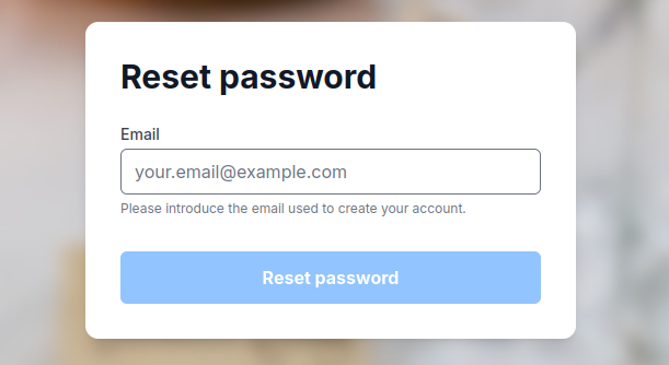 Screenshot of the form to start the process
